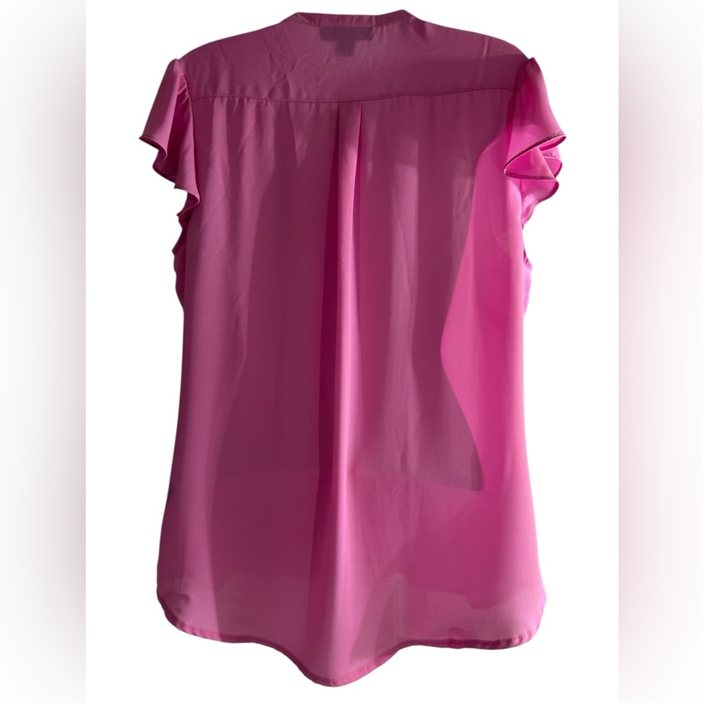 Attention Pink Pleated Blouse with Ruffle Sleeves - Picture 2 of 3